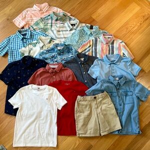 BOY’S LOT OF 16 PIECES ASSORTED SHORT SLEEVE COLLARED SHIRTS AND SHORTS SIZE 8